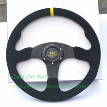 LYJ Flat Style Racing Steering Wheel Universal Car Steering Wheel 350mm Sport Suede  Steering wheel With yellow stitching 2024 - buy cheap