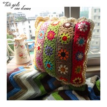 Handmade Crochet Daisy Striped Back Cushions Exported to Europe and America Single Hook Car Waist Pillow Female line With Core 2024 - buy cheap