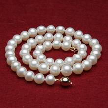 Encantador y elegante collar de perlas blancas de agua dulce de 9-10mm, 18 "AA + 2024 - compra barato