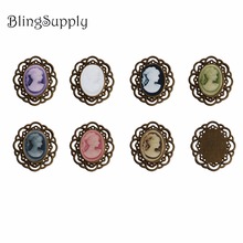 oval cameo metal button flatback can choose colors 100PCS/lot(BTN-5658) 2024 - buy cheap