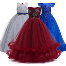 Кружевное Свадебное платье для девочек 4-14 лет, Элегантное Вечерние чное летнее платье принцессы без рукавов, красивое и благородное. 2024 - купить недорого