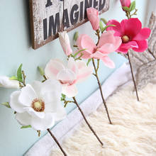 Hot Sale on Artificial Fake Flowers Leaf Magnolia Floral Wedding Bouquet Party Home Decor Gift Wholesale 2024 - buy cheap