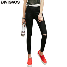 BIVIGAOS Spring Summer Womens Woven Hole Legging Pencil Pants Ripped Jeans Leggings Pants Gothic Leggings For Women Black White 2024 - buy cheap