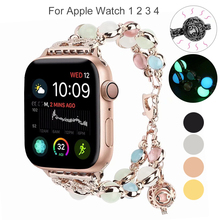 Essidi Luminous Pearl Beads Bracelet Strap For Apple Watch 6 SE 5 4 3 2 1 38 40 42 44mm Metal Band Loop For Apple Watch Correa 2024 - buy cheap