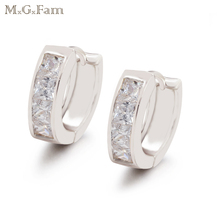 MxGxFam  Women's Hoop Earrings Square AAA+ Cubic Zircon lead and Nickel Free Forbid Allergy white Gold Color 2024 - buy cheap