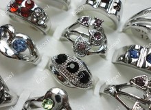 Anéis banhados a prata de strass para joias, anéis de liga metálica com 150 peças, frete grátis rl012 2024 - compre barato