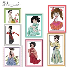 The Hanfu beauty cross stitch kit aida 14ct 11ct count printed canvas stitches embroidery DIY handmade needlework 2024 - buy cheap