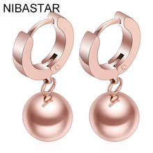 Vintage Design Earrings for women Rose Gold Color Stainless Steel Earring With Round Ball Dangle Earring 2024 - buy cheap