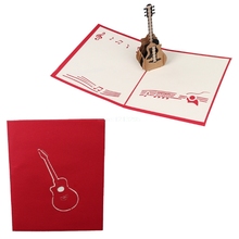 1PC 3D Retro Guitar Pop Up Greeting Card Birthday Wedding Baby Shower Valentine Pop 2024 - buy cheap