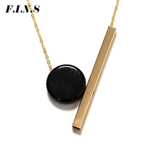 F.I.N.S-Colgante de cadena larga de madera geométrica para mujer, collar de suspensión, joyería, accesorios 2024 - compra barato