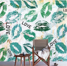 Papel tapiz retro personalizado, Pintalabios abstracto, murales de amor para la sala de estar, dormitorio, Fondo de TV, pared, papel tapiz impermeable 2024 - compra barato
