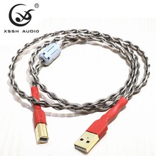 XSSH аудио OFC Чистая медь серебро аудио удлинитель провод Оплетка Aux кабель USB DAC av видео аудио выход USB 2,0 A-B кабель 2024 - купить недорого