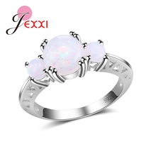 Exquiste simples branco opala pedra pavimentada 925 prata esterlina anéis jóias para casamento feminino noivado popular bijoux 2024 - compre barato