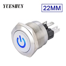 YUESHUN 22mm pulsador de acero inoxidable interruptores con luz momentáneo 1NO 1NC botón de Reinicio automático iluminado de Metal 2024 - compra barato