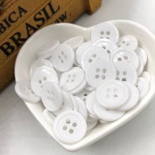 Botones de plástico cosido para manualidades, accesorios para manualidades, color blanco, 15mm, 100 Uds., PT126 2024 - compra barato