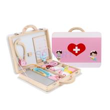 15 Pieces Wooden Doctor Nurse Medical Box Carry Case Suitcase Children Role Playing Set Kids Early Educational Toy Play Activity 2024 - buy cheap