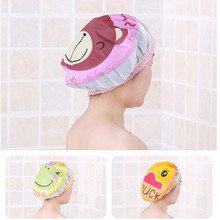 Hot Cute Cartoon Shower Bath Cap Women Hat For Baths And Saunas Lace Elastic Band Cap Spa Cap Women Kids Hair Protective Cap 2024 - buy cheap