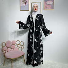 Elegnat Muslim Abaya Print Maxi Dress Cardigan Long Robe Gowns Kimono Ramadan Eid Islamic Prayer Clothing Worship Service 2024 - buy cheap