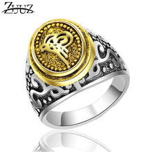 ZUUZ персонализированные мусульманский ислам старинное Большое Серебряное кольцо на Палец золотые мужские кольца из нержавеющей стали для мужчин панк 2024 - купить недорого