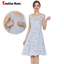 2020 Emotion Moms Summer Maternity Dress Cotton Stretch Floral Breastfeeding Dress Sleeveless Lactation Dress S-XXL 2024 - buy cheap