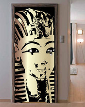 3D египетский фараон, настенные художественные обои для дверей, настенные наклейки, наклейка на стену, самоклеящиеся аксессуары для домашнего декора 2024 - купить недорого