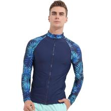 Floral Men UPF 50+ Long Sleeve Rashguard Splice UV Sun Protection Basic Skins Surfing Diving Swimming T Shirt Blue Black M 3XL 2024 - buy cheap