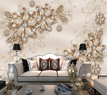 Wellyu-papel tapiz de pared para cuarto, personalizado, 3D, en relieve, diamante, joyería, flor, Fondo de TV, mural de pared 2024 - compra barato
