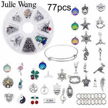 Julie Wang-conjunto de accesorios hechos a mano para principiantes, Set de joyería con dijes de aleación de varios estilos, joyería, pulsera, 77 unids/caja 2024 - compra barato