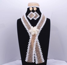 2017 X Design Imitation African Jewellery Gold And White Crystal Beads Indian Jewelry Set Sexy Lima Peru China Free Shipping 2024 - buy cheap