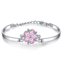 Moda requintado 925 prata esterlina jóias personalidade sakura flores de cerejeira flor presente feminino belas pulseiras sb101 2024 - compre barato