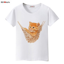 2021 Swing plush yellow kitten t shirt women Lovely Likable cat shirt Good quality brand casual top tees 2024 - buy cheap