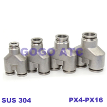 304 stainless steel PY type quick-connect tee PU pipe pneumatic connector PX4-PX16 mm quick-connect tee quick connector 2024 - buy cheap