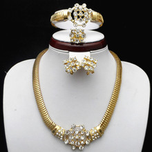 Gold Color Clear Crystal Diamante Gold Color African Women Jewelry Sets 2024 - buy cheap