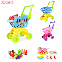 Kids Simulation Supermarket Shopping Cart Girl Mini Trolleys & Fruit Vegetable Kitchenware Set Pretend Play Toys for Children ] 2024 - buy cheap