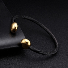 Simple Stainless Steel Open Men Women Black Charm Bracelets Vintage Mesh Surface Luxury Cuff Female Chain Link Bracelets Bangle 2024 - buy cheap