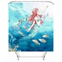 Shower Curtain Mermaid Fishing Printed Waterproof Polyester Bath Curtain Bathroom Accessories 180x180cm Curtains Home Decoration 2024 - buy cheap