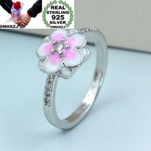 OMHXZJ-Anillo de plata esterlina 925 para mujer y niña, sortija de fiesta, regalo de boda, flor rosa y blanca, RR88 2024 - compra barato