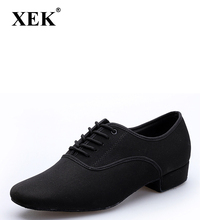 XEK Size Plus Men's Latin Ballroom Dance Shoes Black Canvas Salsa Shoes Plus Size Low Heel Tango Ballroom Dance Shoes GSS09 2024 - buy cheap