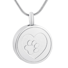 MJD9883 Round Circle Heart Paw Jewelry Animal Dog Cat Ashes Necklace Cremation Pendant 2024 - buy cheap