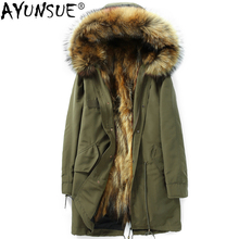 AYUNSUE New Winter Jacket Men Parka Real Raccoon Fur Liner Long Coat Parkas Hombre Warm Overcoat Manteau Homme Hiver KJ1642 2024 - buy cheap