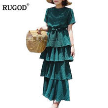 RUGOD 2018 новейшее летнее праздничное пляжное платье бохо, женская элегантная туника, Зеленое Длинное нарядное платье, женское шифоновое платье 2024 - купить недорого