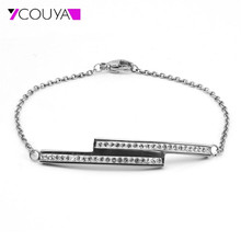 Stailess Steel Bracelet Chain with Strip Polished Rectangle Bracelet Shiny Lock Link Bracelet Charm Personality Jewelry for Boys 2024 - buy cheap