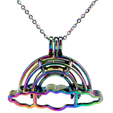 C796 cor do arco-íris nuvem grânulo pérola gaiola colar pingente aroma difusor de óleo essencial medalhão colar 2024 - compre barato