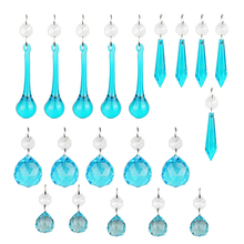 H&D 20PCS Blue Glass Crystal Teardrop Chandelier Prisms Parts Hanging Glass Crystal Pendants Beads Set 2024 - buy cheap