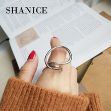 Shanice-Anillo de plata de ley S925, sortija geométrica trenzada multidimensional dorada, anillo abierto 2024 - compra barato
