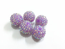 Venda por atacado! 20mm 100 pçs/lote Efeito Neon Light Purple AB Resin Beads Rhinestone Para Chunky Jóias/DIY/Feito À Mão 2024 - compre barato