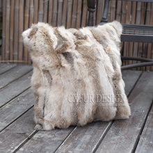 CX-D-17C Dyed Cushion Cover Genuine Rabbit Fur Patchwork Sofa Cushion 2019 2024 - buy cheap