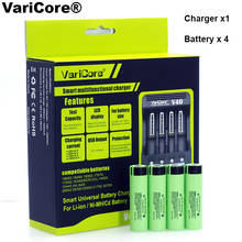VariCore V40 3,7 V 18650 26650 18350 V AA литиевая батарея AAA зарядное устройство + 4PCS NCR18650B 1,2 mAh батареи для фонарика 2024 - купить недорого