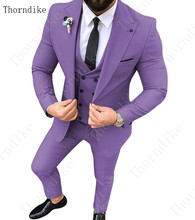 2019 Latest Coat Pant Design Purple Gray Men Suit Slim Fit Groom Tuxedo 3 Piece Custom Wedding Suits Prom Blazer Terno Masculino 2024 - buy cheap
