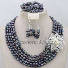 Charms 5 Row Baroque Pearl Beads Necklace Jewelry Set Lady Party Pearl Jewelry Set 2017 Pearl Bridal Jewelry Free Ship FP137 2024 - buy cheap